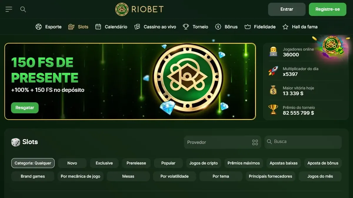 Riobet product interface from the supplied capture